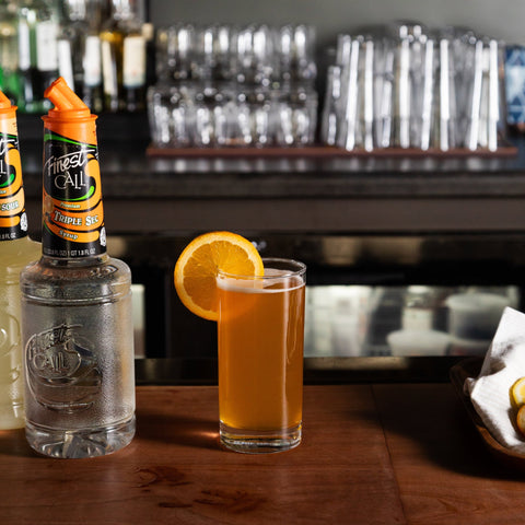 A cocktail that's been made using Finest Call premium triple sec syrup.
