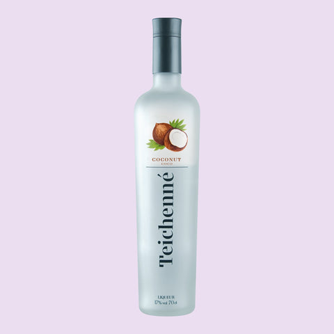 A bottle of Teichenné Coconut Schnapps Liqueur, perfect for making cocktails or as easy shots. 