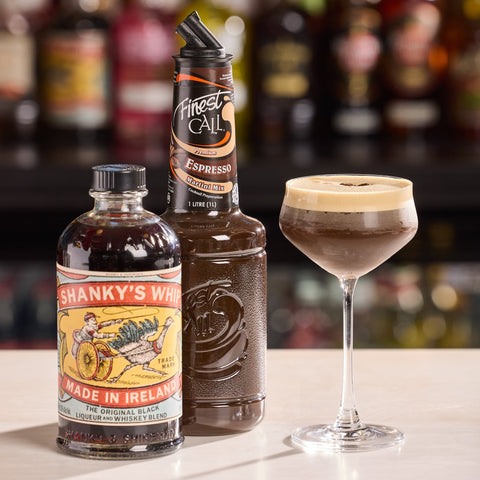 Shankys Whip and Finest Call Espresso Martini mix in a cocktail