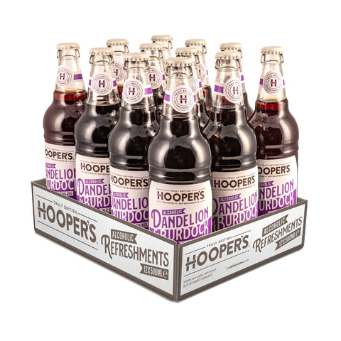 A case of Hooper's, alcoholic dandelion & burdock. 