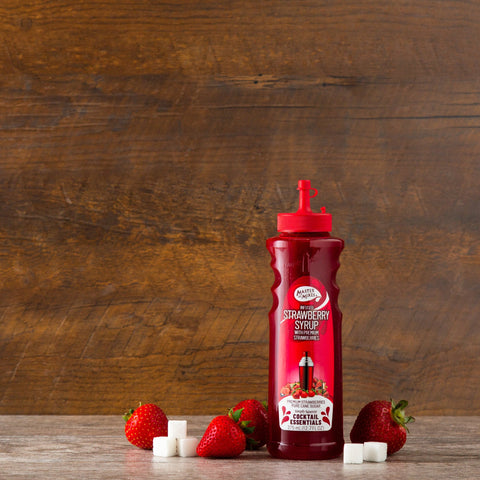 Master of mixes cocktail essentials strawberry syrup, perfect for making cocktails and mocktails. 