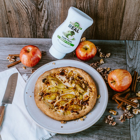An apple dessert made with Re'al Crisp Apple Puree Infused Syrup. 