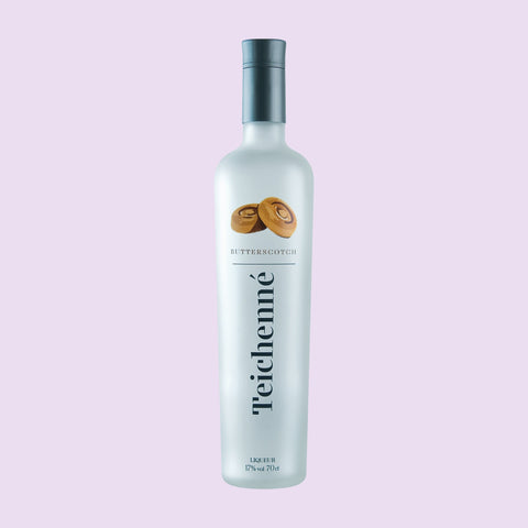 A bottle of Teichenne butterscotch schnapps, a great party or occasion drink for easy shots or making cocktails.