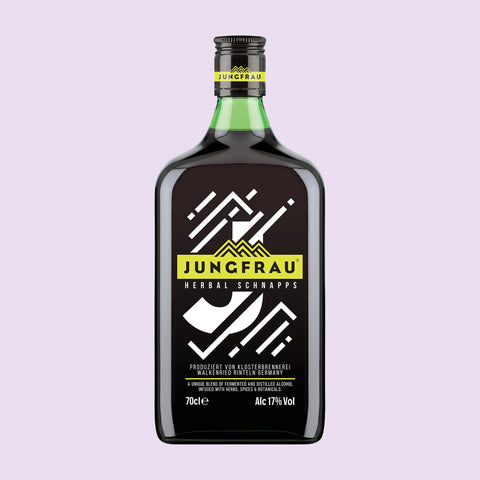 A bottle of Jungfrau herbal schnapps, perfect for shots. 