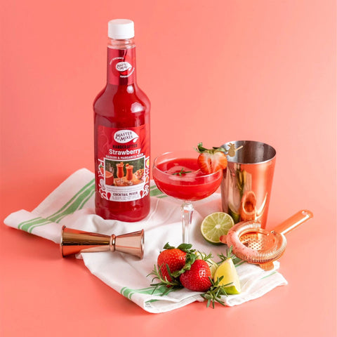  MOM Strawberry cocktail mixer in bottle by scene